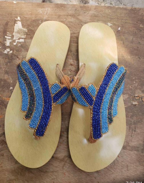 Summer Sandal, Light bleu Stripes
